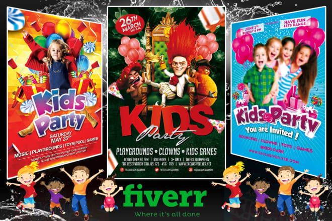 I will create kids flyer, kids birthday flyers or kids party flyer