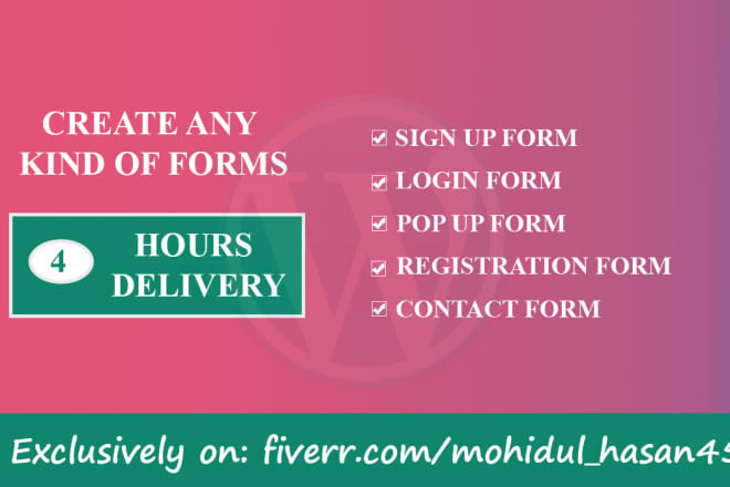 I will create sign up form pop up form mailchimp form contact form gravity form