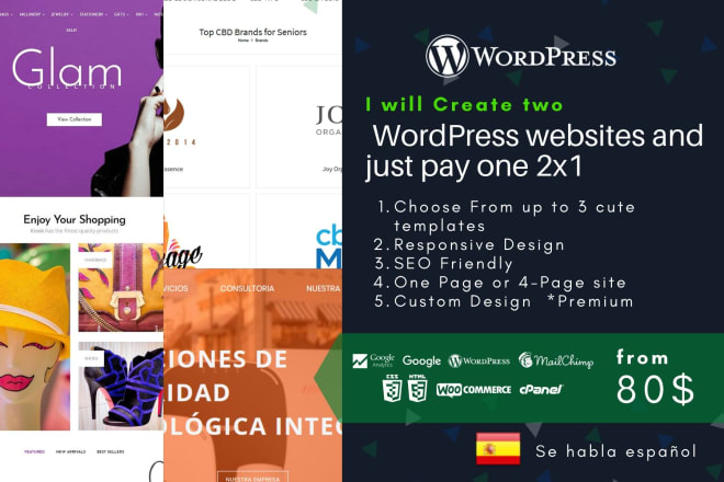 I will create two wordpress websites and just pay one 2x1