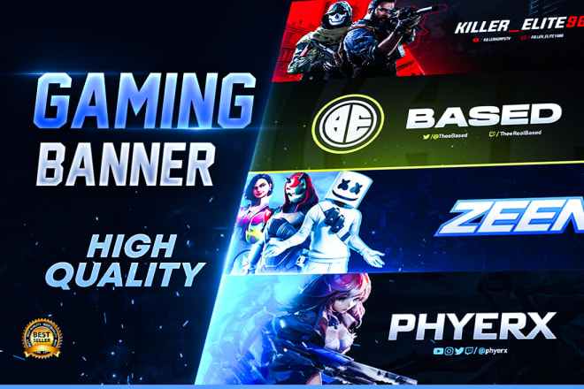 I will design a gaming banner for twitch, youtube, twitter,facebook