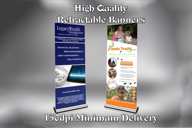 I will design a print ready retractable, roll up or banner stand