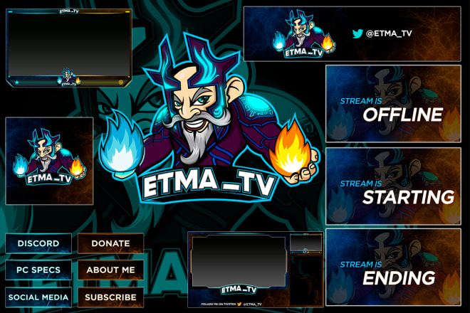 I will design a twitch overlay and stream package with bonus gift