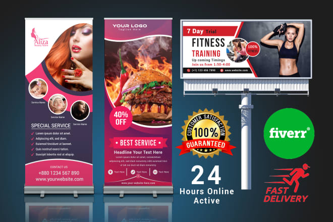 I will design any roll up banner,pop up,large banner,billboard ads