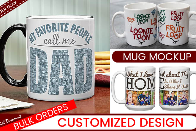 I will design customized mug and t shirt design