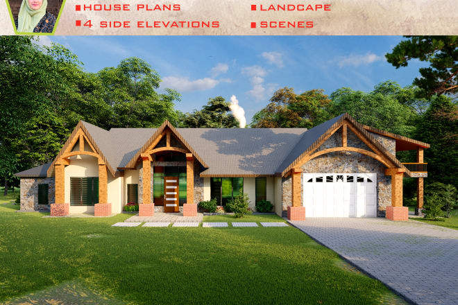 I will design house plans, elevations, and landscape for you