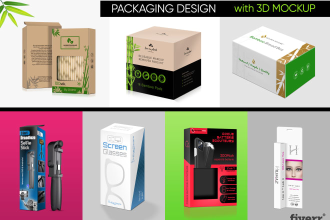 I will design product packaging box label with 3d mockup