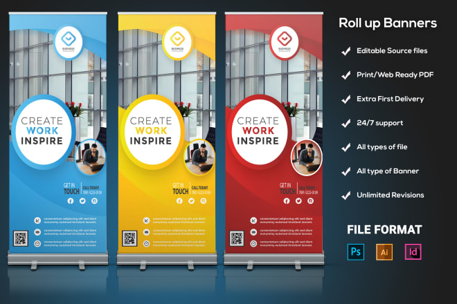 I will design professional roll up, pop up, retractable banner within 6 hours