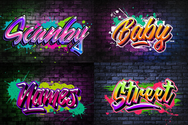 I will design text graffiti,effect,80s retro logo for you