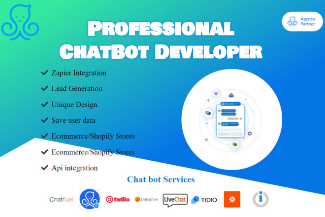 I will develop manychat, dialogflow, chatfuel facebook messenger chat bot