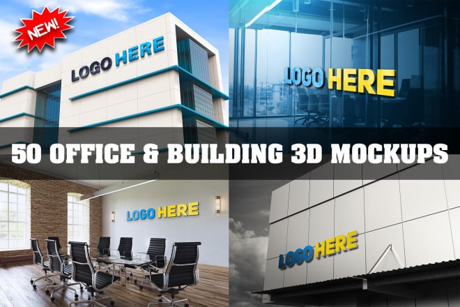 I will do 50 realistic office interior and building mockups
