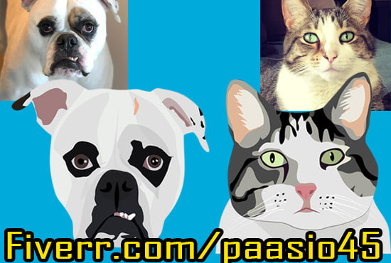 I will do animal dog cat pet illustration cartoon caricature