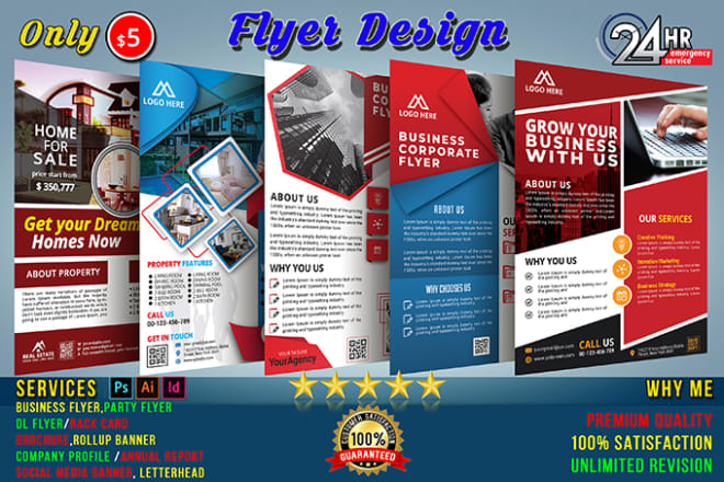 I will do corporate flyer dl flyer brochure design in 24 hrs