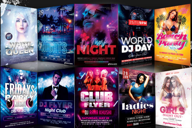 I will do dj, concert band, nightclub, music, club party, event flyers