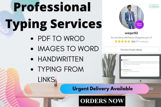 I will do fast typing job, pdf to word, scanned copy