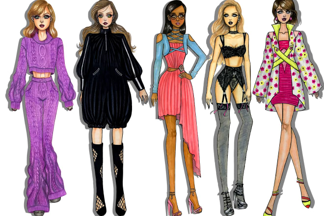 I will do hand made fashion illustrations and sketches for you