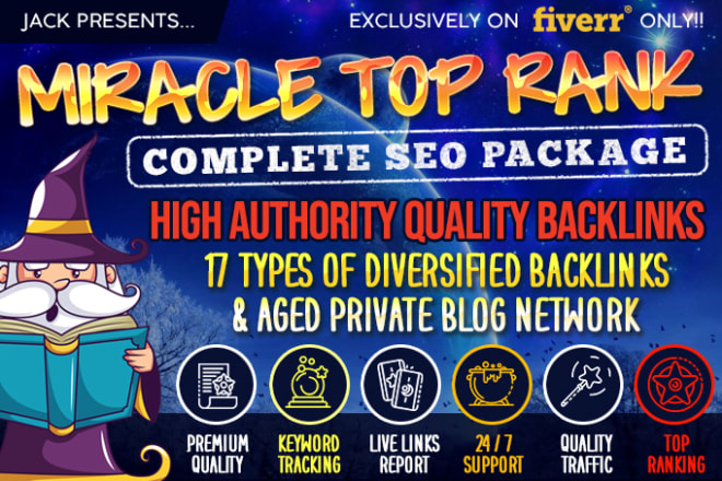 I will do miracle complete SEO package for your website top ranking