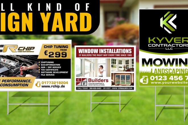 I will do professional modern yard sign, outdoor banner, roll up banner and signage