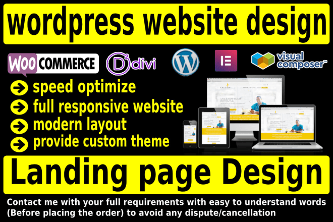 I will do responsive wordpress website design, landing page design