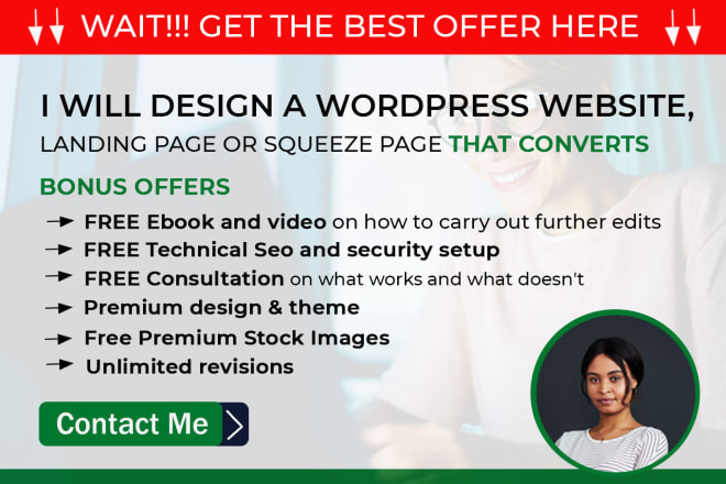 I will do wordpress website design or wordpress landing page or squeeze page