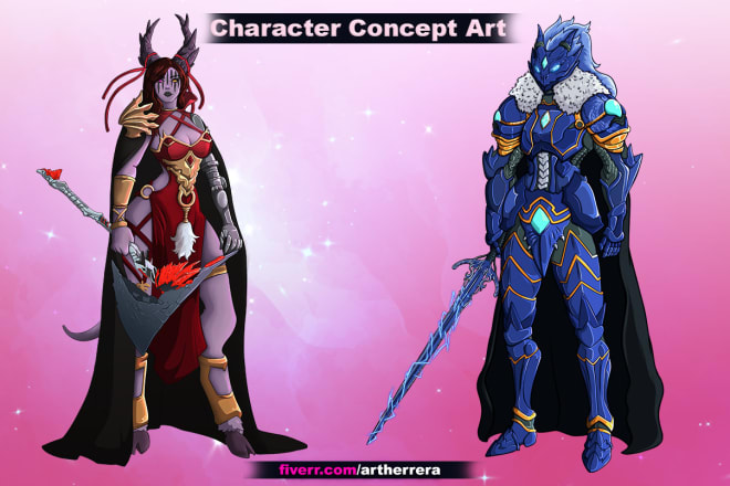 I will draw character concept art for video games or manga, anime