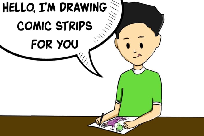 I will draw comic strips in cartoon style