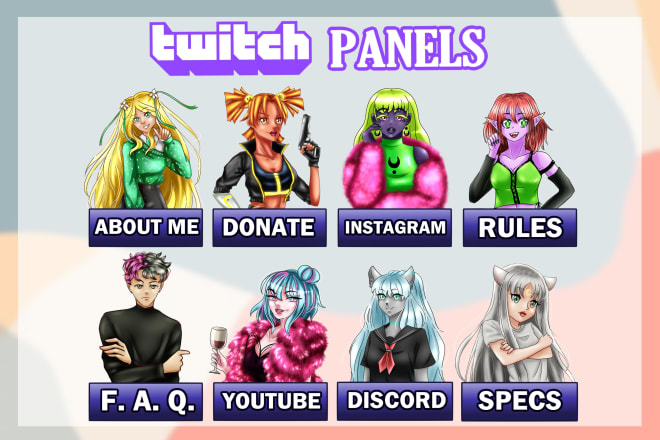 I will draw custom anime twitch panels for you