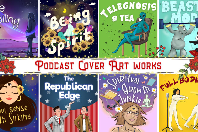I will draw illustrated podcast cover artwork