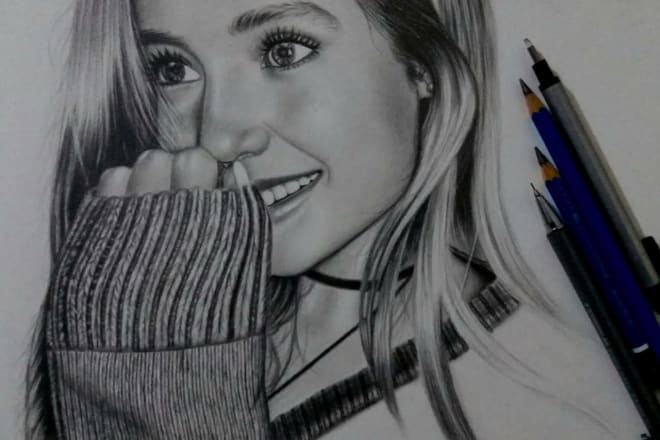 I will draw realistic pencil portrait sketch drawing