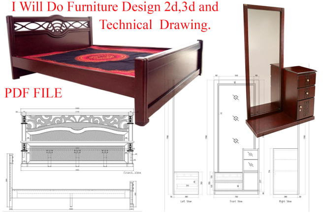 I will furniture design 2d,3d technical drawing