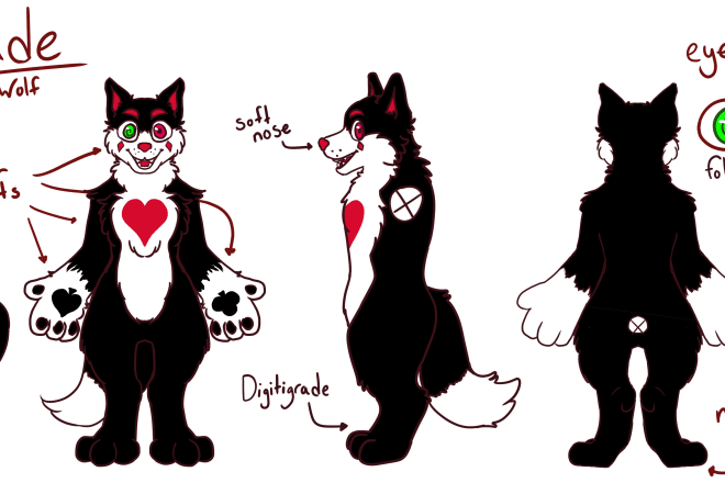 I will fursuit character reference sheet