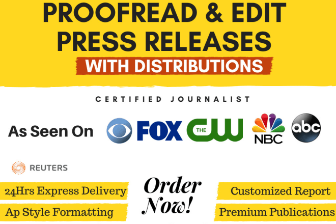 I will proofread, edit and distribute your press release