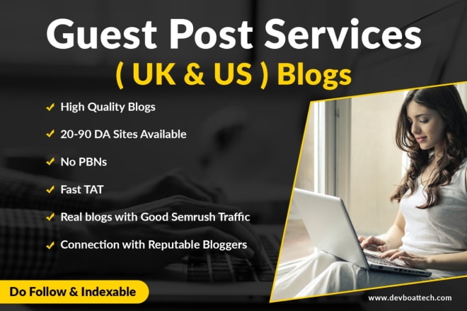 I will provide guest posting services on US and UK sites or blogs