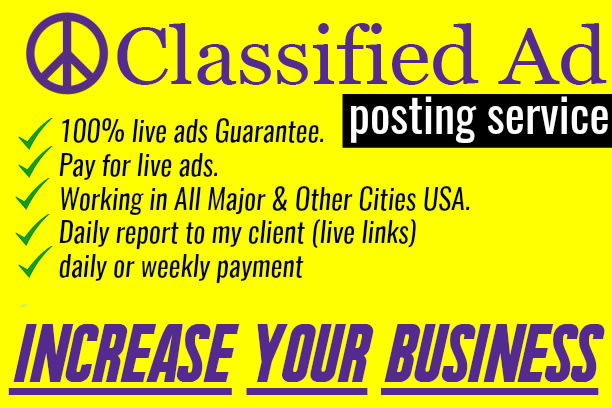 I will provide live guaranteed classified ad posting in USA sites