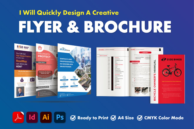 I will quickly design creative flyer, brochure, poster and catalog