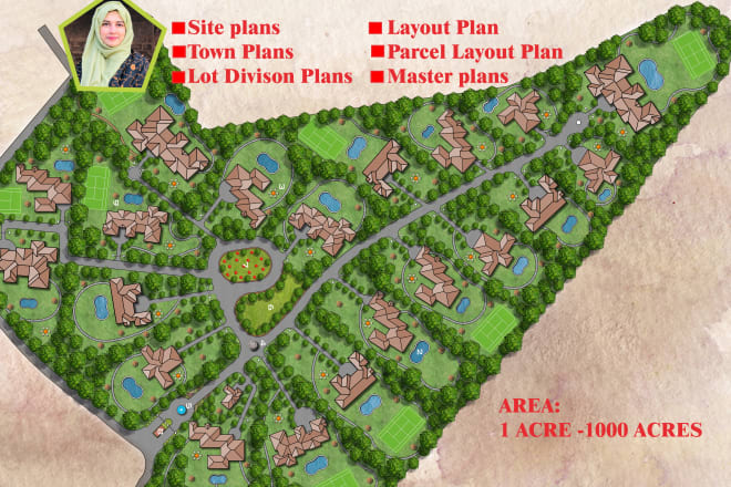 I will render site plan town plan landscape design for real estate