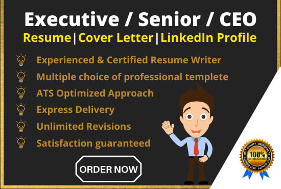 I will review,update c level,senior,director, vp,svp,executive resume and cover letter