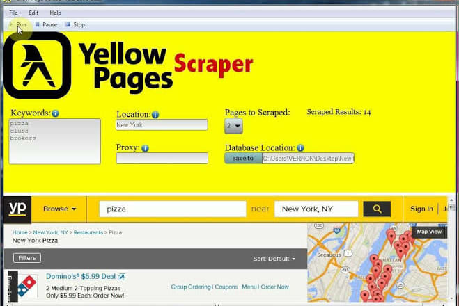 I will scrape yellow pages to get email list, address and contacts