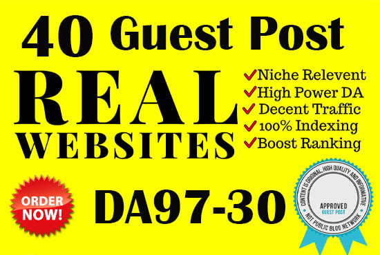 I will send your website to the top of google with 40 real guest post