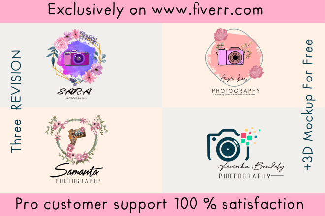 I will 2 design photography logo design watercolor floral or signature
