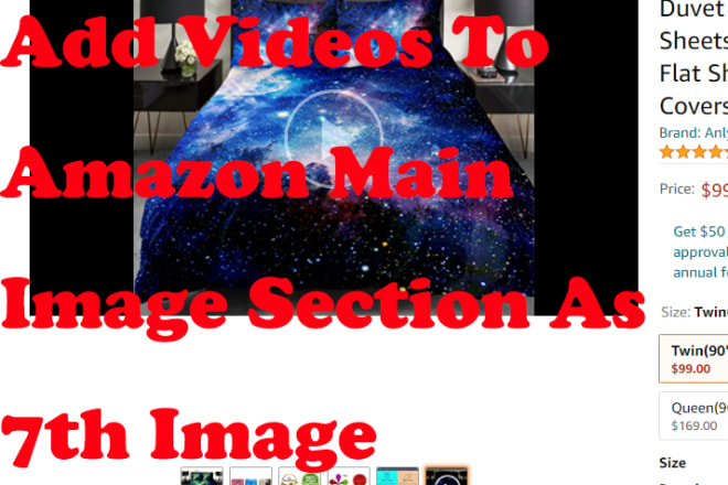 I will add upload video to amazon listing as 7th image in 1 day