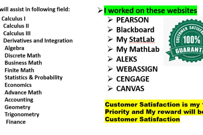 I will assist in mymathlab, pearson, aleks and connectmath courses