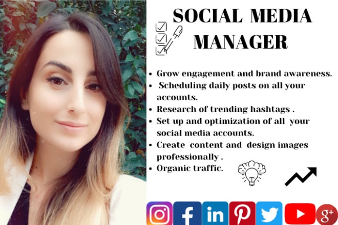I will be your social media marketing manager and content creator