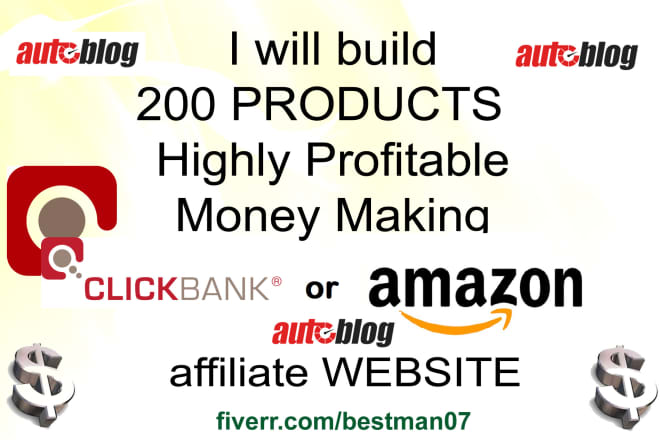 I will build affiliate auto blog store to promote clickbank and amazon products