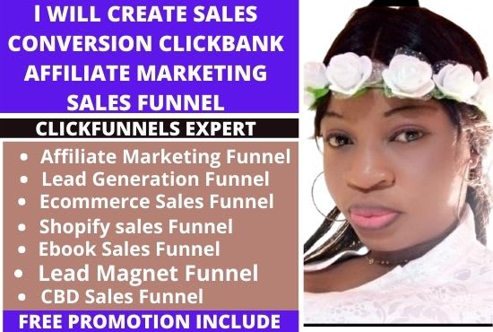 I will build clickfunnels clickbank affiliate marketing landing page sales funnel