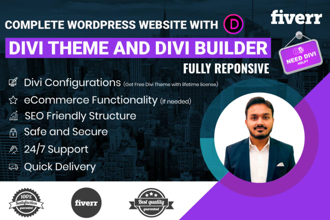 I will build responsive wordpress website with divi theme, divi builder