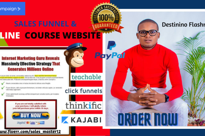 I will build sales funnel online course website on thinkific, teachable and kajabi