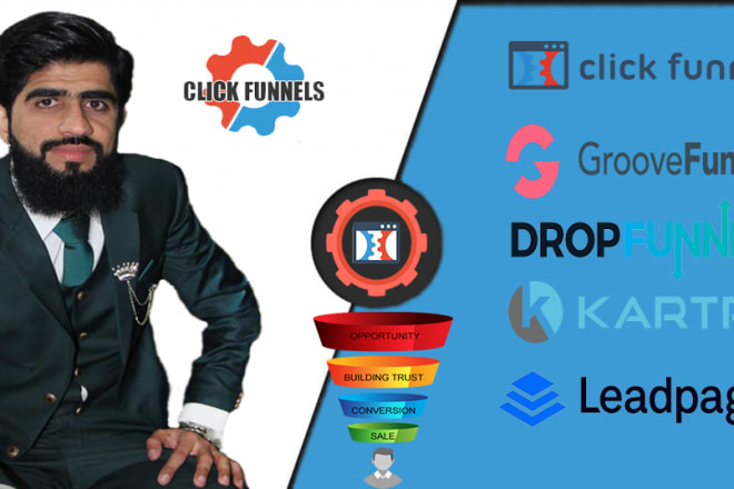 I will build sales funnels in clickfunnels, click funnel, groove pages