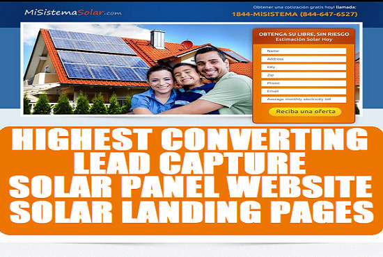 I will build solar panel solar energy solar leads landing page lead capture website
