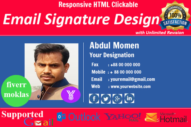 I will clickable html email signature design and code