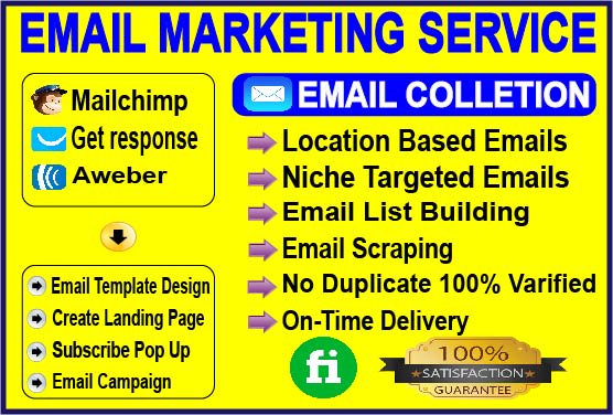 I will collect targeted email list,email blast,mailchimp service